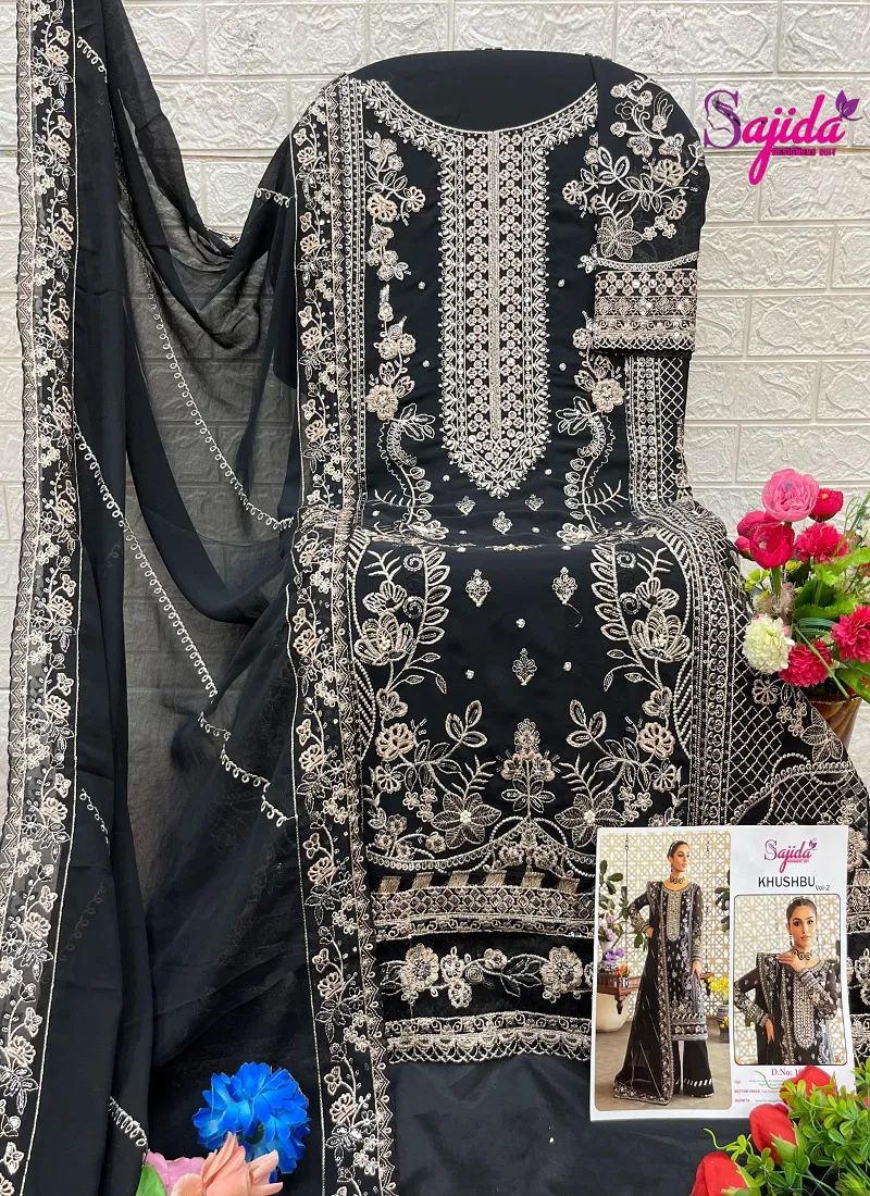 Khushbu Vol 2 By Sajida Georgette With Heavy Embroidered Work Pakistani Salwar Suit Wholesale Market In Surat